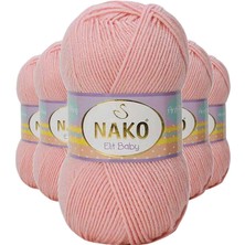 Nako 5 Adet Elite Baby El Örgü Ipi Tüylenmeyen Bebek Yünü Pudra 6165