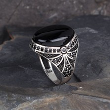 Takı925 925 Ayar Gümüş Oval Model Onix Taşlı Yüzük