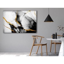 Myphotostation Beyaz Mermer Desenli Cam Duvar Tablosu