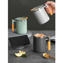 Synchrolssue Paslanmaz Çelik Kahve Fincanı Kapaklı Kupa Kahve Kupa Çift Duvar Saplı Isıya Dayanıklı Drinkware (Yurt Dışından)
