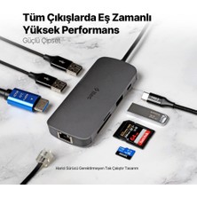 Ttec 8in1 100W Type C Çoğaltıcı Hub, 3x Usb, 1x Pd Type C, 1x Tf/sd, 1x 4K Hdmi, 1x RJ45 Çevirici Adaptör