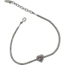 Choice Pembe Kalpli Bayan Gümüş Su Yolu Bileklik