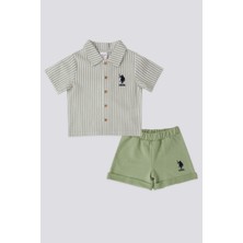 U.S. Polo Assn. Lisanslı Şort Shirt Yeşil Erkek Bebek Takımı