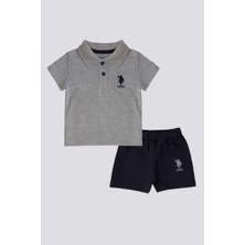 U.S. Polo Assn. Lisanslı Collar Gri Melanj Erkek Bebek Takımı