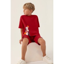 RolyPoly Player Kırmızı Erkek Çocuk Bermuda Takım