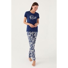 Pierre Cardin Belle Lacivert Kadın Kısa Kol Pijama Takımı