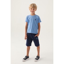 U.S. Polo Assn. Lisanslı Printed Indigo Erkek Çocuk Bermuda Takım