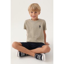 U.S. Polo Assn. Lisanslı Printed Açık Haki Erkek Çocuk Bermuda Takım