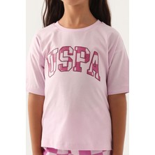 U.S. Polo Assn. Lisanslı Plaid Mor Kız Çocuk Şort Takım