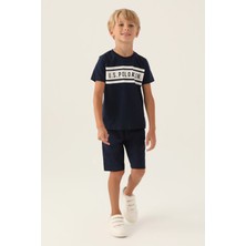 U.S. Polo Assn. Lisanslı Rectangular Pattern Lacivert Erkek Çocuk Bermuda Takım