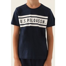 U.S. Polo Assn. Lisanslı Rectangular Pattern Lacivert Erkek Çocuk Bermuda Takım