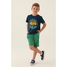 U.S. Polo Assn. Lisanslı Crew Neck Lacivert Erkek Çocuk Bermuda Takım
