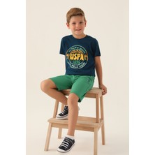 U.S. Polo Assn. Lisanslı Crew Neck Lacivert Erkek Çocuk Bermuda Takım