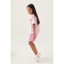 U.S. Polo Assn. Lisanslı Oversized Mor Kız Çocuk Şort Takım