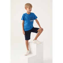 U.S. Polo Assn. Lisanslı Polo Cobalt Erkek Çocuk Bermuda Takım