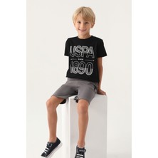 U.S. Polo Assn. Lisanslı Compartmented Siyah Erkek Çocuk Bermuda Takım