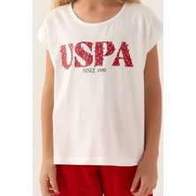 U.S. Polo Assn. Lisanslı Flower Written Kırmızı Kız Çocuk Bermuda Takım