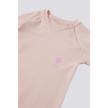 U.S. Polo Assn. Lisanslı Simple Toz Pembe Kız Bebek Tulum