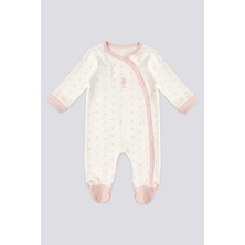 U.S. Polo Assn. Lisanslı From The Side Krem Kız Bebek Tulum