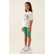 U.S. Polo Assn. Lisanslı Rainbow Krem Kız Çocuk Bermuda Takım