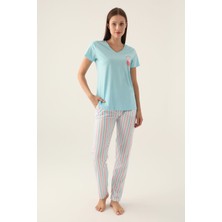 Arnetta Sweet Açık Mavi Kadın Kısa Kol Pijama Takımı