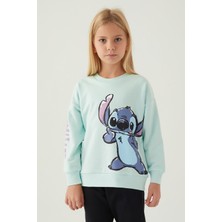 Stitch Puss Yeşil Kız Çocuk Sweatshirt