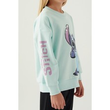 Stitch Puss Yeşil Kız Çocuk Sweatshirt