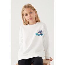 Stitch Shape Krem Kız Çocuk Sweatshirt