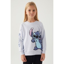 Stitch Puss Mor Kız Çocuk Sweatshirt