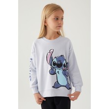 Stitch Puss Mor Kız Çocuk Sweatshirt