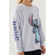 Stitch Puss Mor Kız Çocuk Sweatshirt