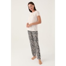 Pierre Cardin Buttoned Bej Kadın Kısa Kol Pijama Takımı