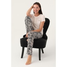 Pierre Cardin Buttoned Bej Kadın Kısa Kol Pijama Takımı