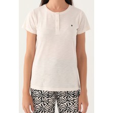 Pierre Cardin Buttoned Bej Kadın Kısa Kol Pijama Takımı