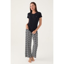 Pierre Cardin Lower Siyah Kadın Kısa Kol Pijama Takımı