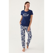 Pierre Cardin Belle Lacivert Kadın Kısa Kol Pijama Takımı