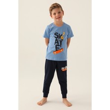 Rolypoly Erkek Çocuk Mavi Kısa Kol Pijama Takım