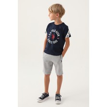 U.S. Polo Assn. Lisanslı Three Colors Lacivert Erkek Çocuk Bermuda Takım