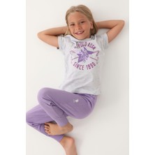 U.S. Polo Assn.  Lisanslı Starry Kar Melanj Kız Çocuk Pijama Takımı