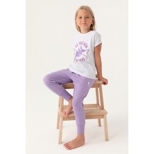 U.S. Polo Assn.  Lisanslı Starry Kar Melanj Kız Çocuk Pijama Takımı