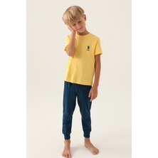 U.S. Polo Assn.  Lisanslı Palm Tree Sarı Erkek Çocuk Pijama Takımı
