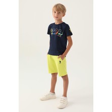 U.S. Polo Assn. Lisanslı Graphic Written Lacivert Erkek Çocuk Bermuda Takım