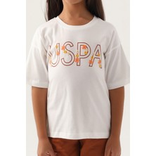 U.S. Polo Assn. Lisanslı Flower Printed Krem Kız Çocuk Kapri Takım