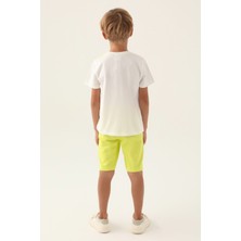 U.S. Polo Assn. Lisanslı Striped Krem Erkek Çocuk Bermuda Takım
