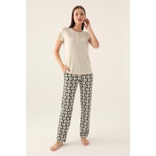 Arnetta Basezic Krem Kadın Kısa Kol Pijama Takımı