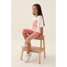 U.S. Polo Assn. Lisanslı Flower Krem Kız Çocuk Kapri Takım