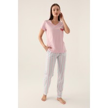 Arnetta Sweet Toz Pembe Kadın Kısa Kol Pijama Takımı