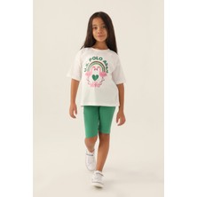 U.S. Polo Assn. Lisanslı Rainbow Krem Kız Çocuk Bermuda Takım