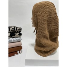 Alluring Triko Örgü Bere Başlık | Bağcıklı Kapşonlu Bere-Tarçın Rengi