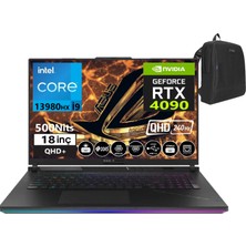 Asus Rog Strix Scar 18 13. Nesil Intel I9-13980HX 96GB Ddr5 Ram 1tb SSD +1tbssd 16GB RTX4090 175W 18 Inç Qhd+ 240Hz 3ms WINDOWS11PRO Taşınabilir Bilgisayar G834JY-N604027+WEBLEGELSINÇANTA